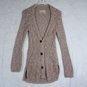 Angel of the North Italy Knit Open Weave Button Front Cardigan Sweater XS